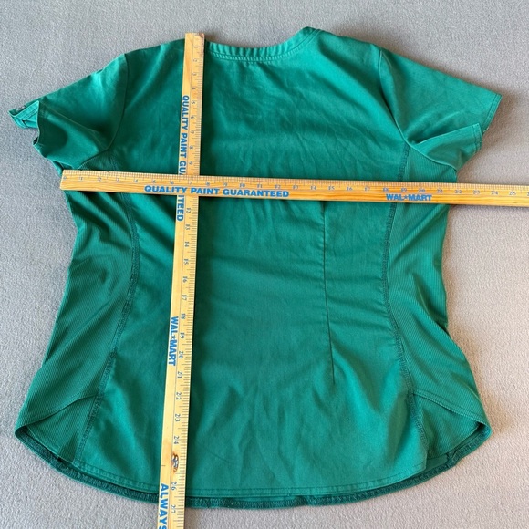 Med Couture Teal Green V-Neck Scrub Top and black pants set size Large - Picture 8 of 16